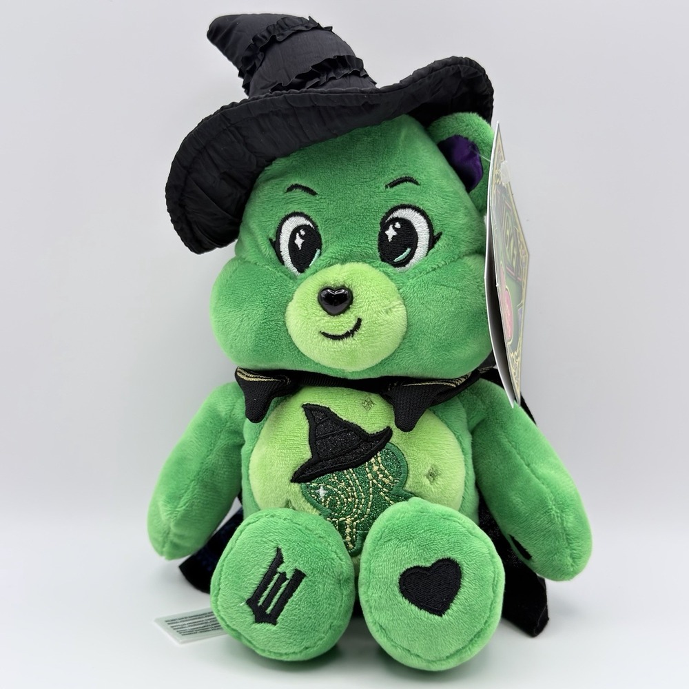 Wicked X Care Bears Good Luck Bear as Elphaba the green witch 9" Plush New